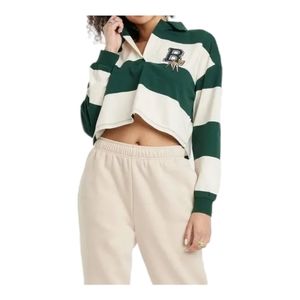 Women's Disney Bambi Long Sleeve Striped Graphic Polo T-Shirt - Size XS